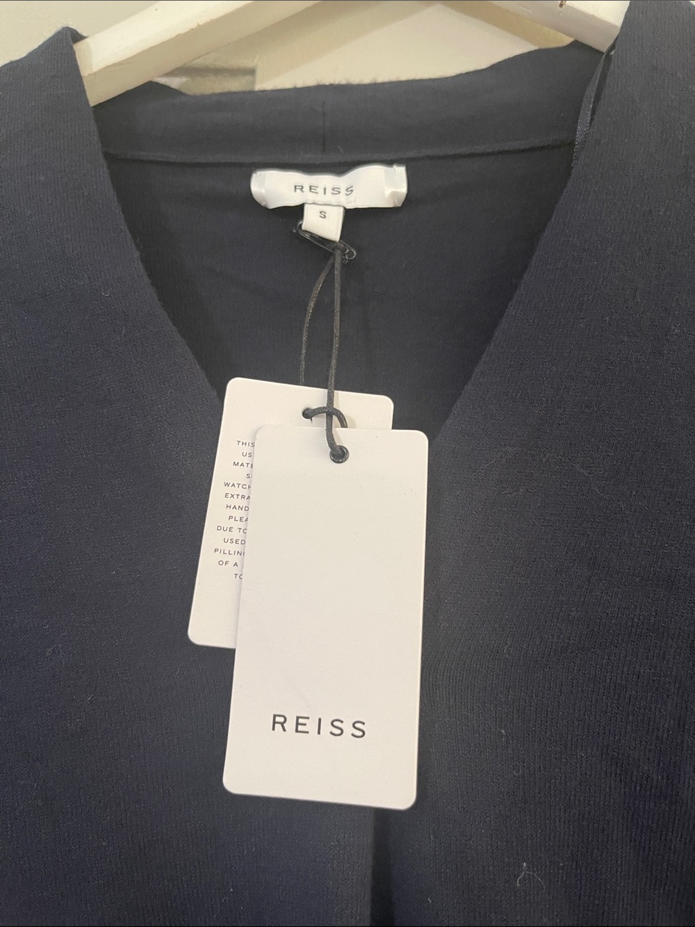 Reiss Navy V-Neck Long Sleeve Shirt - Picture 2 of 4